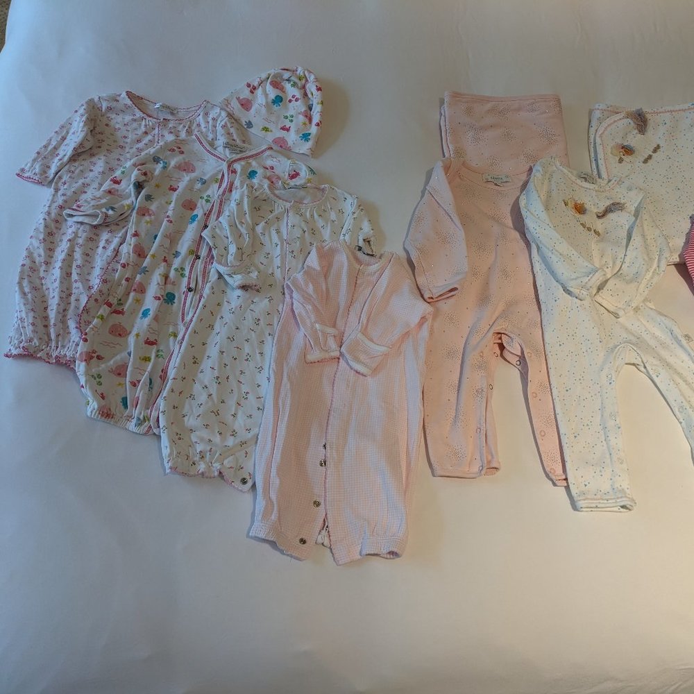 Luxury Brand/Pima Cotton Baby Girl Bundle of Clothing, 0-12months (11 items)